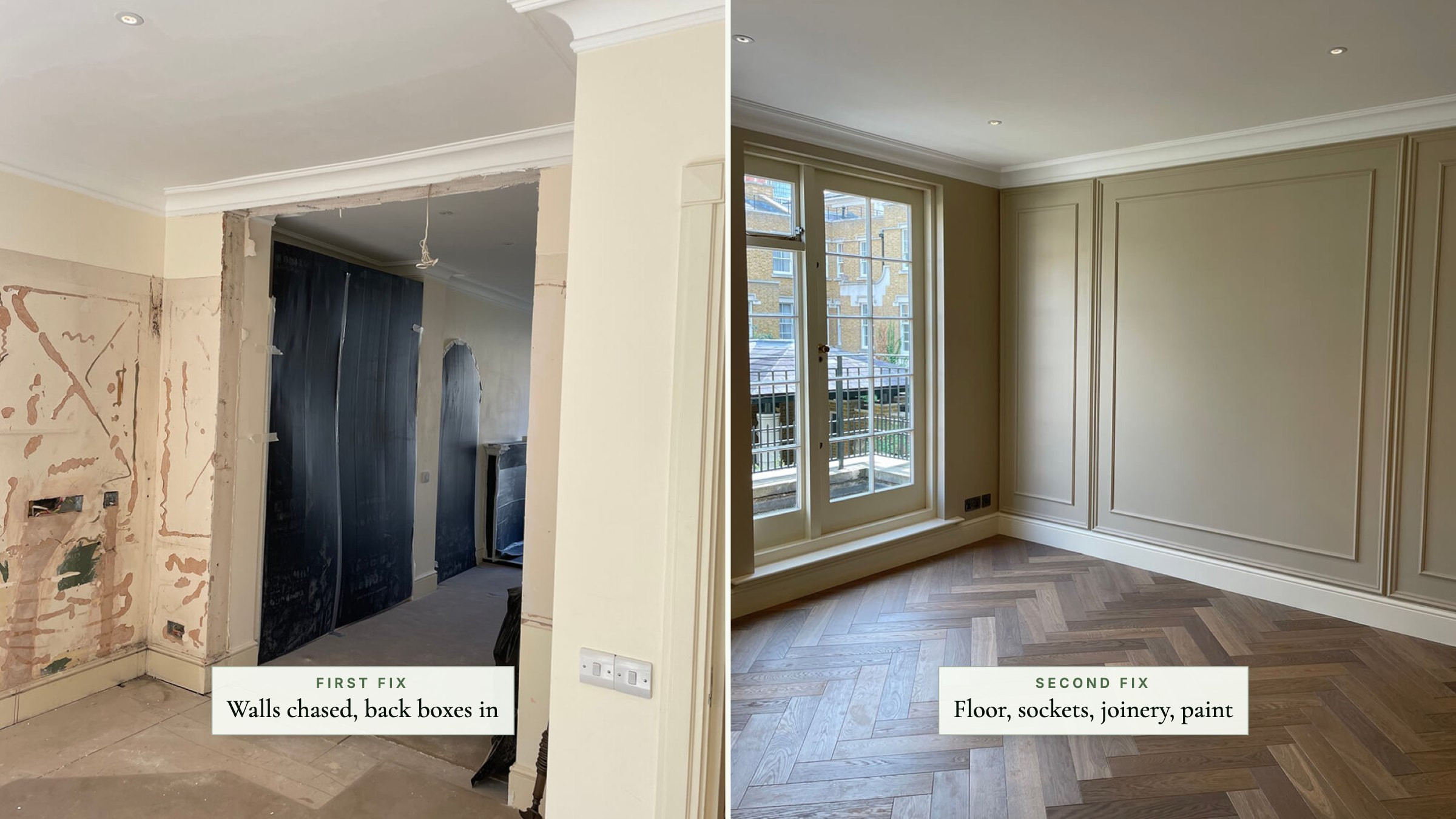 What is second fix? First fix and second fix explained, and what the materials cost, a London renovation guide by MVV
